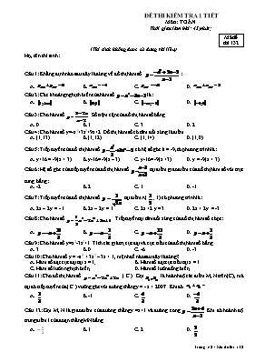 Đề thi kiểm tra 1 tiết môn Toán học - Mã đề thi 132